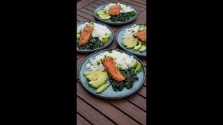 Lachsfilet in Teriyakisoße mit Sesamspinat Avocado und BasmatiReis  Shorts  UmihitoVlog [upl. by Selina]