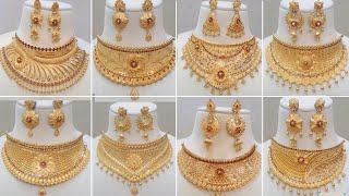 22K Bridal Gold Choker Necklace Sets  Latest Gold Choker Sets With Weight And Price [upl. by Rundgren]