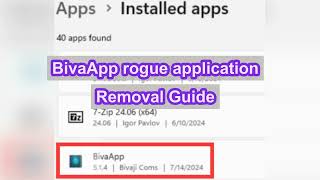 BivaApp Rogue Application Removal Guide  How to uninstall BivaApp [upl. by Corry573]