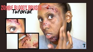 ZOMBIE BRUISED BLOODY FACE TUTORIAL [upl. by Antonin601]