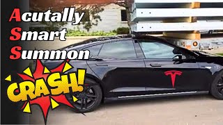 TESLA CRASH During Smart Summon tesla [upl. by Cleres]