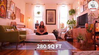 Small Cool Winner KCs 280 Square Foot Apartment in NYC  House Tours [upl. by Ztnaj]