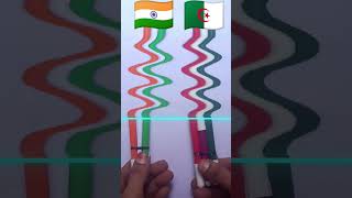 Indian flag 🇮🇳 magic with Algeria flag 🇩🇿 shortfeed tranding art drawing Wafiyarafiya [upl. by Neelahs576]