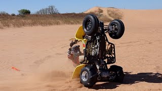 Suzuki LTZ 400 wrecks 5 minutes into our first Dune ride [upl. by Kentiga704]