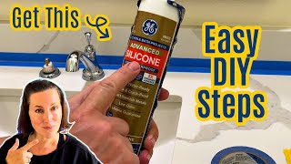 How To Replace Caulk On A Bathroom Vanity Countertop Easy Beginner DIY Steps [upl. by Grier]