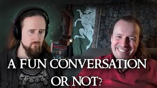 Skallagrim and Jason Kingsley discuss sword fighting and gaming [upl. by Jarv]