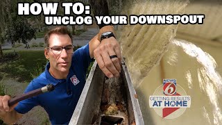 HOW TO Unclog the Downspout on Your Gutters [upl. by Launame]