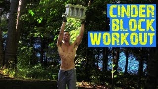 5 Cinder Block Exercises and a simple circuit workout [upl. by Adnauqaj]