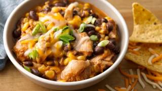 Slow Cooker Cheesy Chicken Enchilada Chili [upl. by Aitra842]