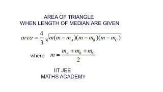 Area of triangle when length of median are given [upl. by Akilak536]