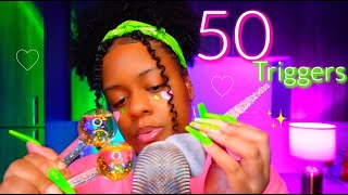 ASMR  50 Triggers in 50 Minutes💗🤤✨Best Triggers for Tinglessss♡ [upl. by Haelahk]