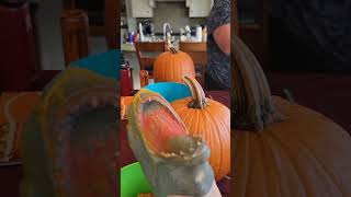 SHARK PUPPET CARVES A PUMPKIN edit music shark hiphopremix ontheroadto22ksubs rap [upl. by Nirol]