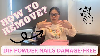 DAMAGEFREE DIP POWDER NAIL REMOVAL  Pink Gaey 🩷 [upl. by Irrahs]