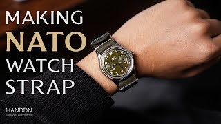 Making a NATO strap from Vachetta leather for Kurono Tokyo Watch  Handmade Watch Strap [upl. by Vin210]