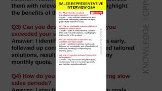 Sales Representative Interview Questions and Answers  Sales Representative Job Description [upl. by Kerwon5]