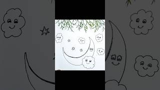 How to draw moon cloud and starts drawing art shorts [upl. by Euphemie]