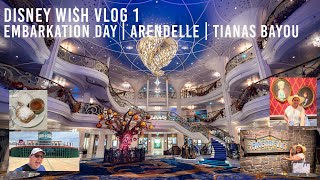 First time Disney Wish Cruise  Embarkation Day  Arendelle  The Bayou  Room Tour [upl. by Ayanad712]