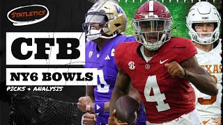 CFB NY6 Bowl Game Predictions amp Favorite Picks  CFP Preview [upl. by Elatnahc]