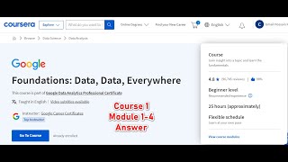 Google Data Analytics  Course 1  Module 14 Question Answers  Coursera [upl. by Johnathon]