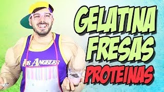 Postres Caseros  Gelatina de proteínas sabor fresa [upl. by Aubigny]