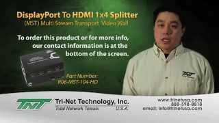 DISPLAYPORT TO HDMI 1x4 SPLITTER MULTI STREAM TRANSPORT VIDEO WALL R06MST104HD [upl. by Wittie]