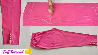 Very Easy Pant Trouser Cutting and stitching Womens Pant cutting and stitching  Palazzo Pant [upl. by Natloz319]