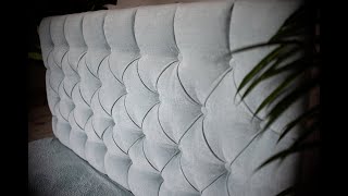 How to Make a Tufted Headboard  Upholstery Diamond Tufting [upl. by Petula]