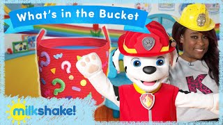 Milkshake Studio Games  Whats in the Bucket  Kemi and Marshall [upl. by Aihsyak]