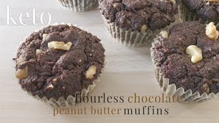 Keto Flourless Chocolate Peanut Butter Muffins [upl. by Thema81]