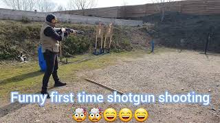 🤯😅 FUNNY FIRST EXPERIENCE WITH A SHOTGUN 🤣🤣 funny loughing shotgunlegend pewpew pnw [upl. by Leunad]