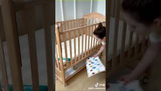 Height Adjustable Foldable Baby Wooden Kids Cribs [upl. by Lynelle]