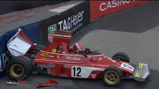 Leclerc Crashes 1974 Ferrari  Monaco Historic Grand Prix 2022 [upl. by Rebane327]