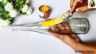 Very Beautiful Floral Bottle Art Enamel Painting DIY Home Decor Ideas Easy Bottle Painting Ideas [upl. by Ailahtan]