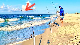 Surf Fishing From Bank With Ultralight Tackle When Something Crazy Happens [upl. by Tnomal]