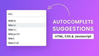 Autocomplete Suggestions On Input Field  HTML CSS amp Javascript [upl. by Akirret]