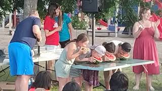 Ponoka home church block party watermelon 🍉 eating contest [upl. by Sheeran]