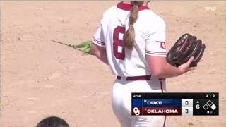 Iguana Runs On The Field During Duke Vs Oklahoma Softball At The Puerto Vallarta College Challenge [upl. by Samuele813]