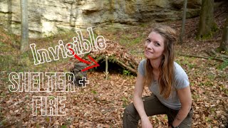 🌲​🦊Is this shelter really invisible Stealth Bushcraft Overnighter with dakota fire hole 🔥​🌿​ ​ [upl. by Annohs203]