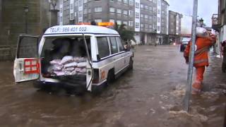 Inundaciones históricas en Redondela con el río Maceiras desbordado [upl. by Hakym735]