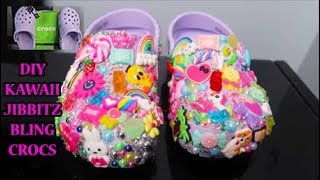 DIY CUSTOM GLAM CROCS HOW TO BLING YOUR CROCS WITH KAWAII CHARMS amp JIBBITZ  RHINESTONES amp PEARLS [upl. by Keifer933]