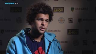 Tsonga Discusses Rotterdam SF Win Against Berdych [upl. by Llerrehc]