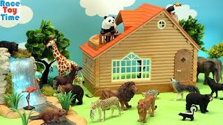 Toy Safari Jungle and Forest Animals in the Cabin  Fun Animal Toys For Kids [upl. by Barron598]