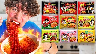 I Tried All the SPICY Noodles flavors 🔥 [upl. by Naivatco469]