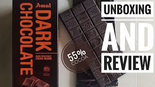 Amul Dark Chocolate 55  Unboxing  Review  Price  Orange package [upl. by Elenaj]