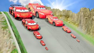 Big amp Small Lamborghini Lightning Mcqueen vs Big amp Small Mcqueen vs DOWN OF DEATH in BeamNGDrive [upl. by Oilut]