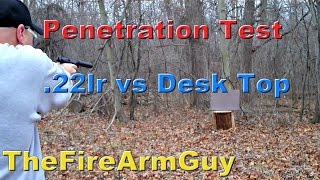 Penetration Test  22lr vs Thick Wood  TheFireArmGuy [upl. by Ailina855]