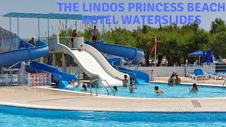 The Lindos Princess Beach Hotel Main Waterslides [upl. by Nibas]