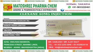 Clexane40mgInjection Leading Suppliers in India • Matoshree Pharma Chem [upl. by Suter]