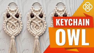 Macrame Owl Keychain Tutorial for Beginners Macrame Keychain  Macrame Owl Tutorial [upl. by Timofei423]