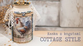 Kanka z kogutami  TUTORIAL DECOUPAGE krok po kroku handmade country papiercienki diy homedecor [upl. by Ettenauq]